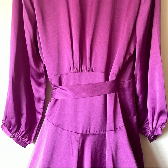 Nasty Gal Steal Spotlight BarbieCore Pink Satin Wrap Dress wedding guest plus 24 - Picture 13 of 14
